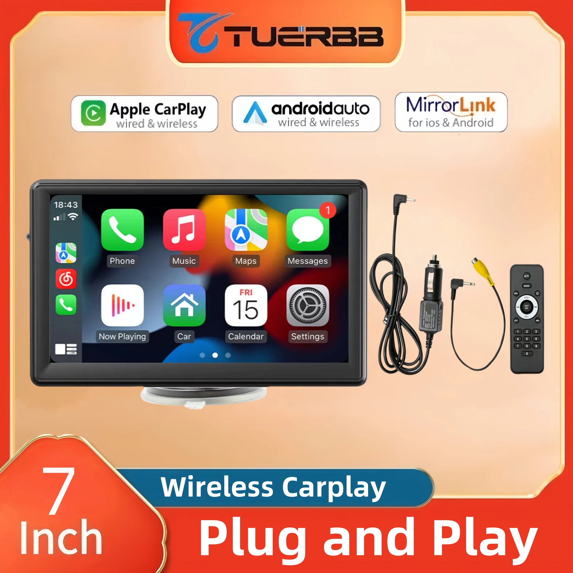 Autoradio MP5 Portable Double DIN 7” – Écran Tactile HD, Bluetooth 5.0, WiFi 2.4G/5G, Lecteur Multimédia Universel