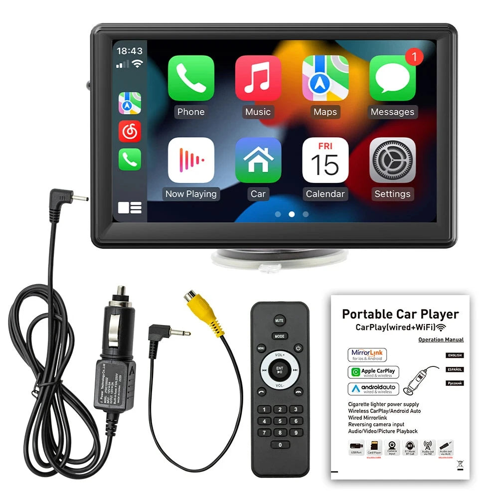 Autoradio MP5 Portable Double DIN 7” – Écran Tactile HD, Bluetooth 5.0, WiFi 2.4G/5G, Lecteur Multimédia Universel