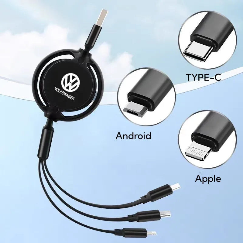 Câble de Charge Rapide 3-en-1 Type-C / Micro USB – Accessoire Voiture