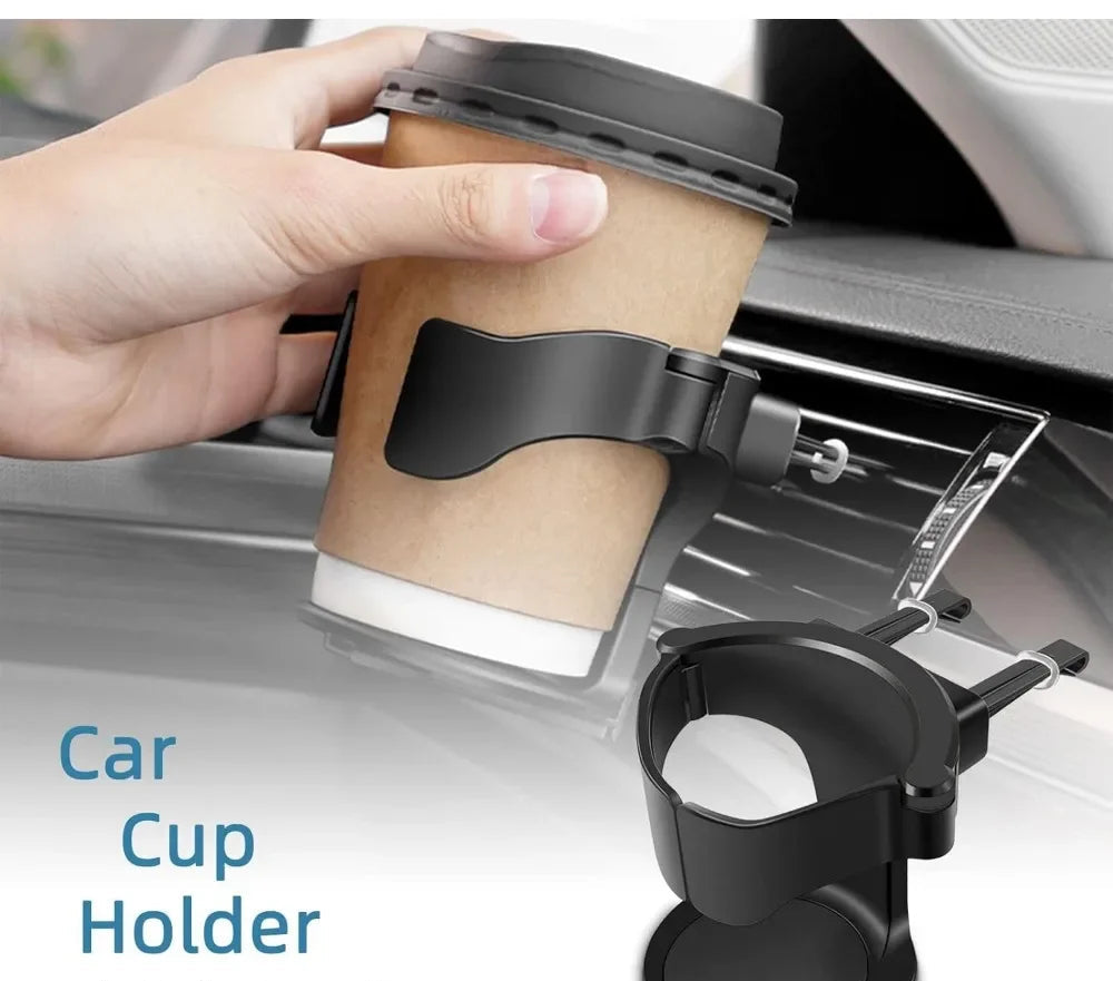 Porte-Gobelet & Cendrier Multifonction pour Voiture – Support de Boisson à Fixation sur Aérateur d’Air – Pour Bouteilles, Gobelets, Canettes