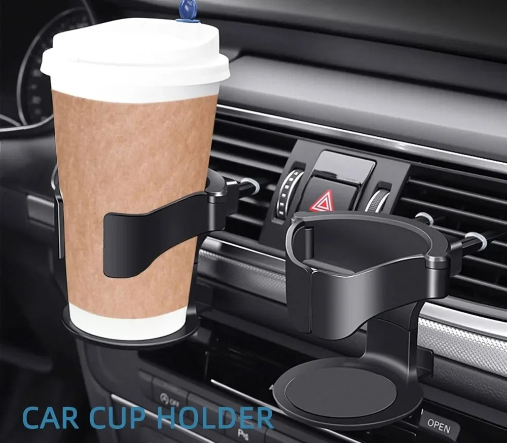 Porte-Gobelet & Cendrier Multifonction pour Voiture – Support de Boisson à Fixation sur Aérateur d’Air – Pour Bouteilles, Gobelets, Canettes