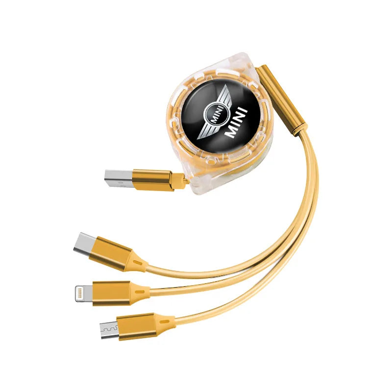 Câble Rétractable 3-en-1 – Charge Rapide 3A – USB Type-C / Micro-USB / Lightning