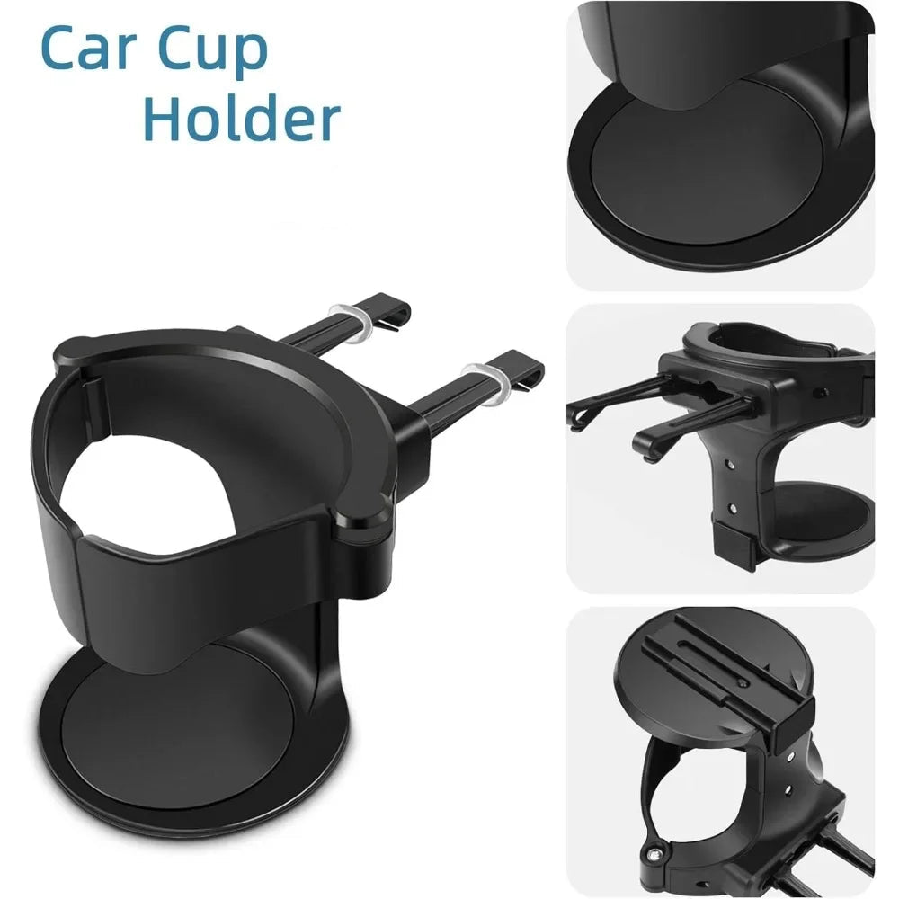 Porte-Gobelet & Cendrier Multifonction pour Voiture – Support de Boisson à Fixation sur Aérateur d’Air – Pour Bouteilles, Gobelets, Canettes