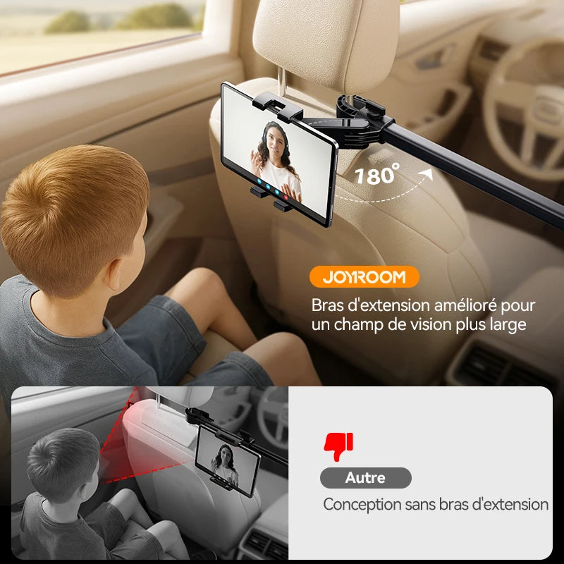 Support Tablette et Téléphone pour Appuie-Tête – JOYROOM JR-ZS380 – Bras Extensible 360°, Installation Facile
