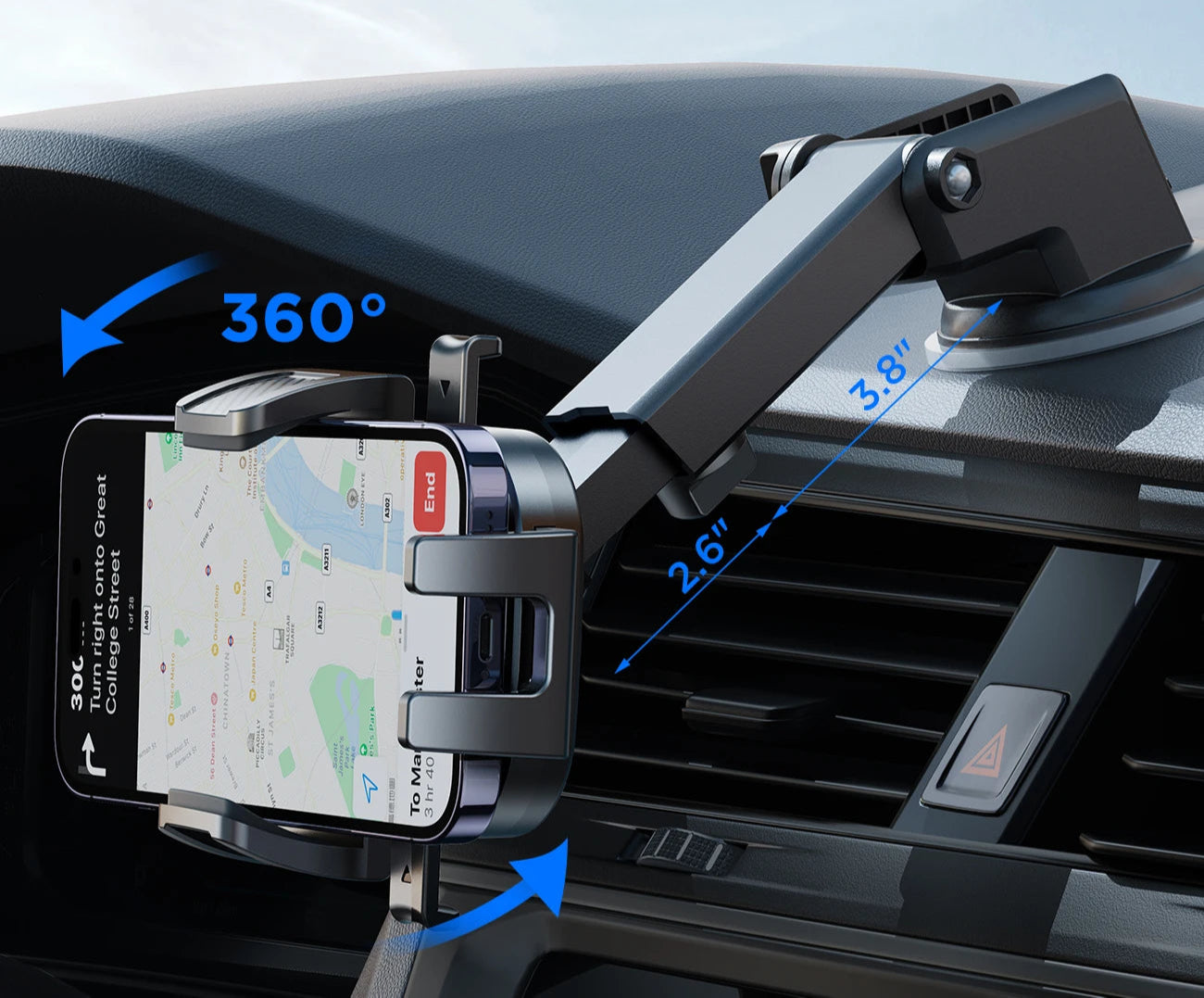 Support Téléphone Voiture Joyroom JR-OK6 – Universel 4.7 à 6.8", Rotation 360°, Ventouse Puissante, Installation Rapide